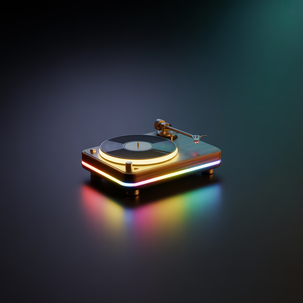Retro Turntable Bluetooth Speaker with RGB Projection